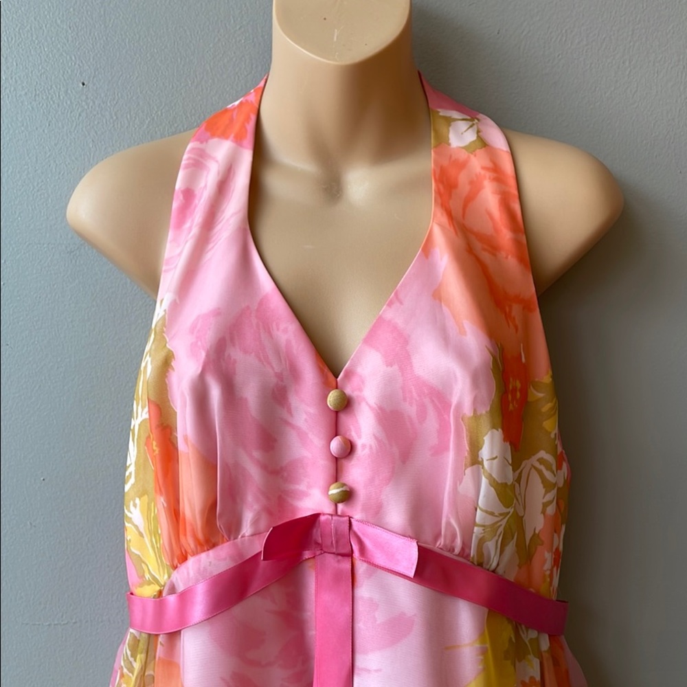 Vintage 60’s Handmade Floral Halter Maxi Dress